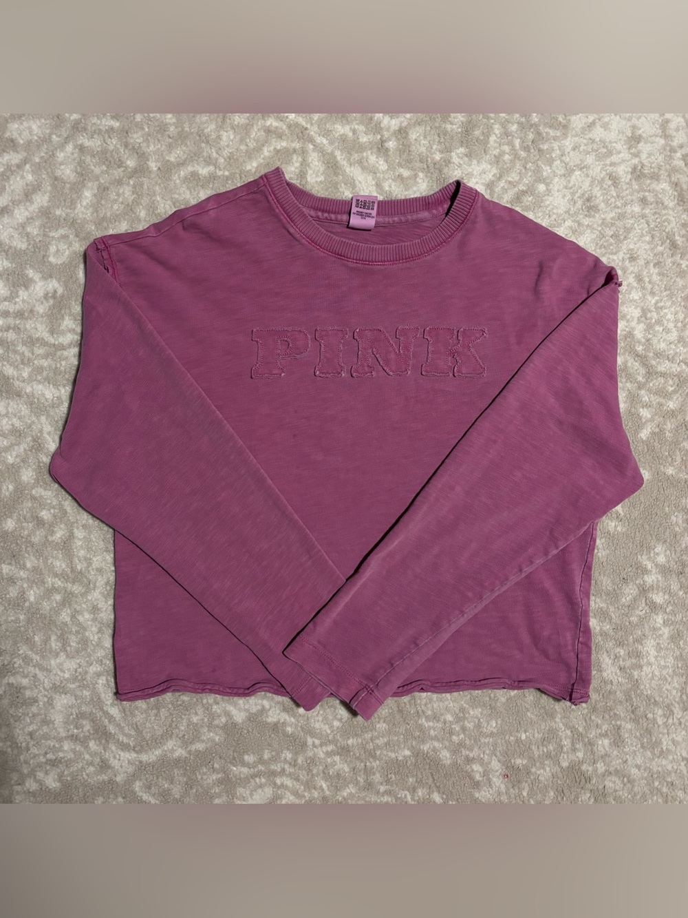 PINK Victoria’s Secret - Pink Embroidered Logo Long-Sleeve Tee Cozy Top